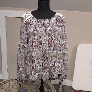 White House Black Market Multicolor Paisley Blouse